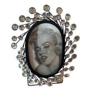 Oval with clear beads Picture Frame  Leaf Design NWT